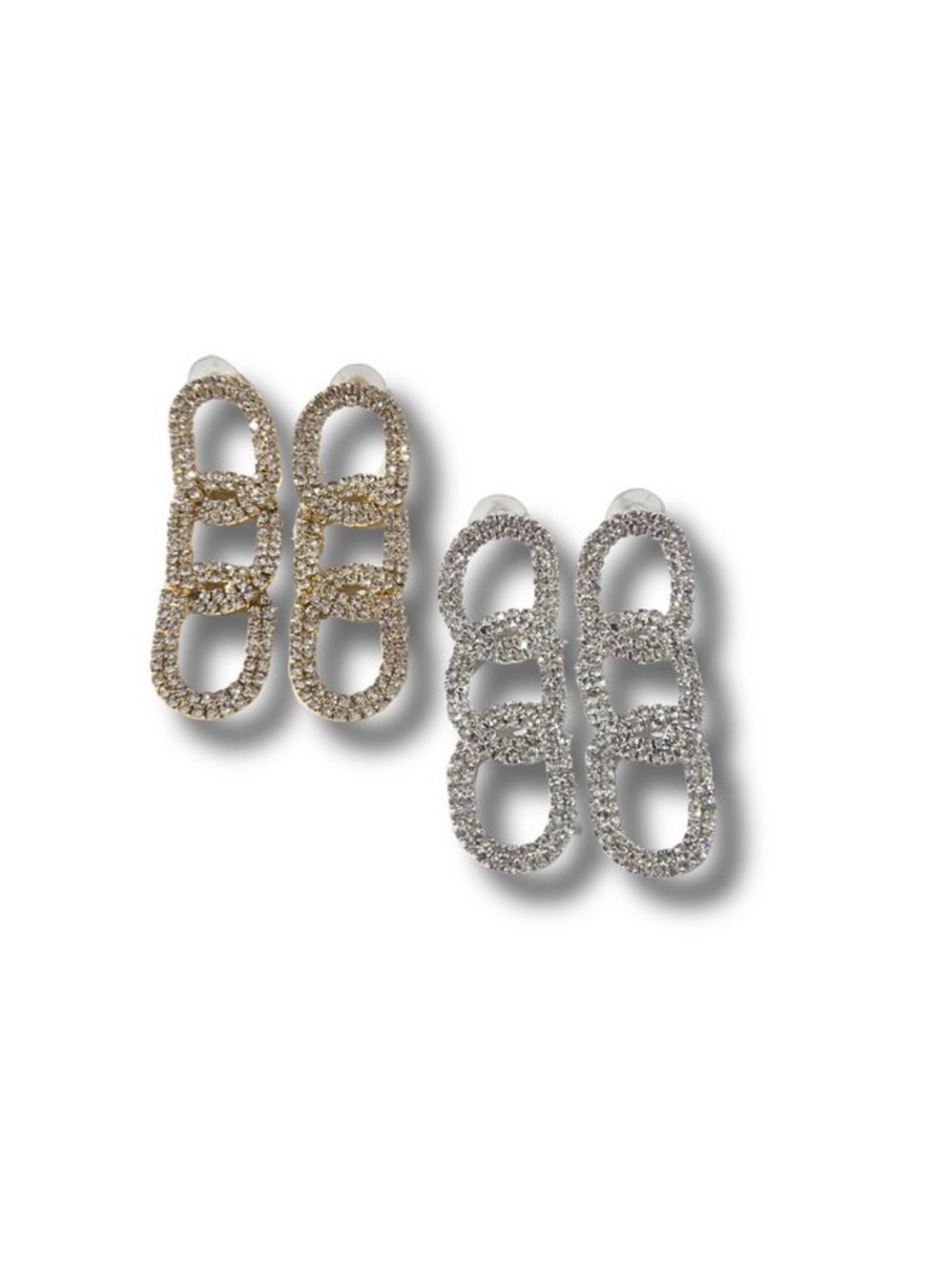 Crystal Linked Hoop Drop Earrings - Gold Only